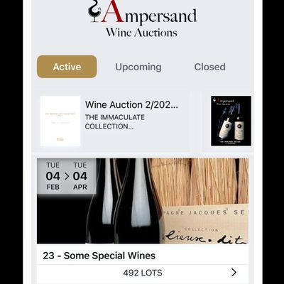 The Ampersand Wine Auctions website, built on the Auction-Experts platform