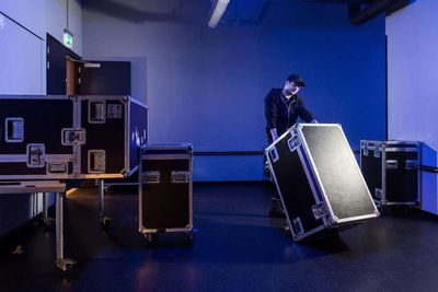 Professional audio and lighting equipment listed as auction lots