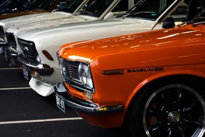 Commercial trucks and heavy vehicles awaiting auction