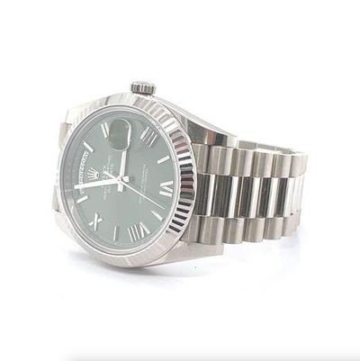 Rolex Day-Date 40 in Weißgold mit grünem Zifferblatt