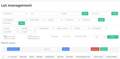 Invoicing and settlement in the auctioneer software