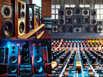 Professional audio and lighting equipment prepared as auction lots